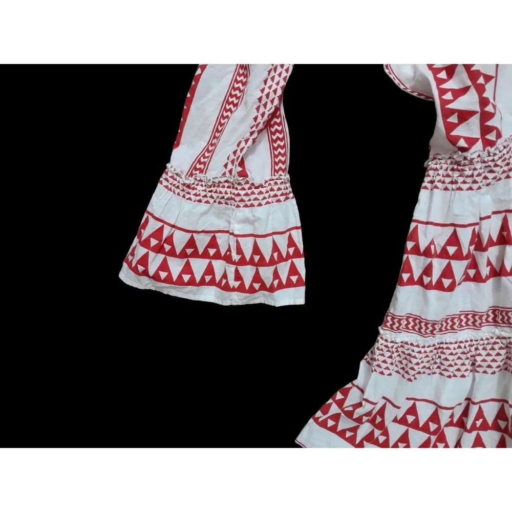 Bindu Salma Boho Hippie Beach Vacation Casual Flared Sleeve Mini Dress Small - Picture 8 of 10